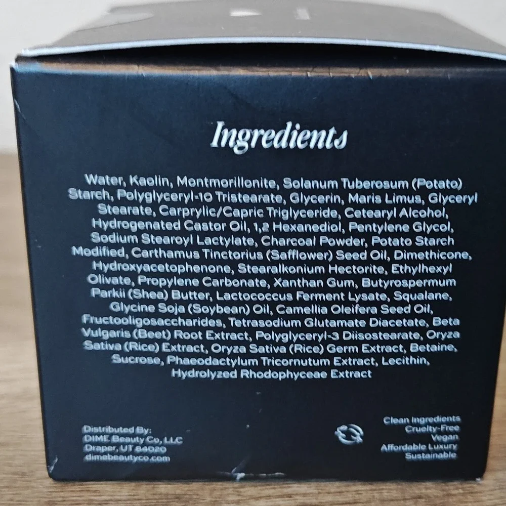 DIME Detox Mud Mask 3.38oz Black Deep Cleanse Glow Vegan Clean Skincare